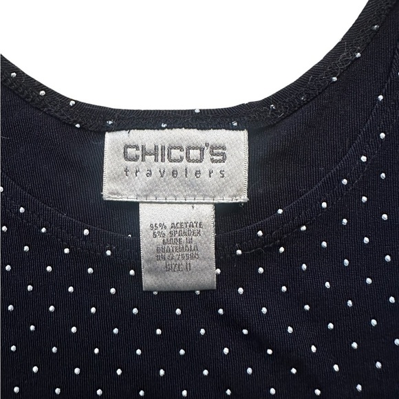 Chicos Travelers Tank Top - Womens Size 0 - Navy Blue and White Polka Dot - Picture 2 of 2